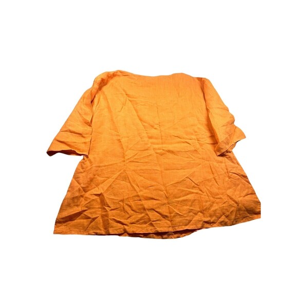 BRYN WALKER Orange Linen Boxy 3/4 Sleeve‎ Top S Lagenlook Beach Oversized - Picture 2 of 9